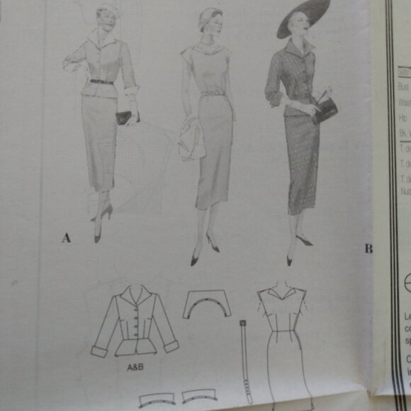 Vogue 2402 Sewing Pattern Dress & Jacket FRENCH ENGLISH UNCUT Size 6 8 10 - Picture 15 of 15